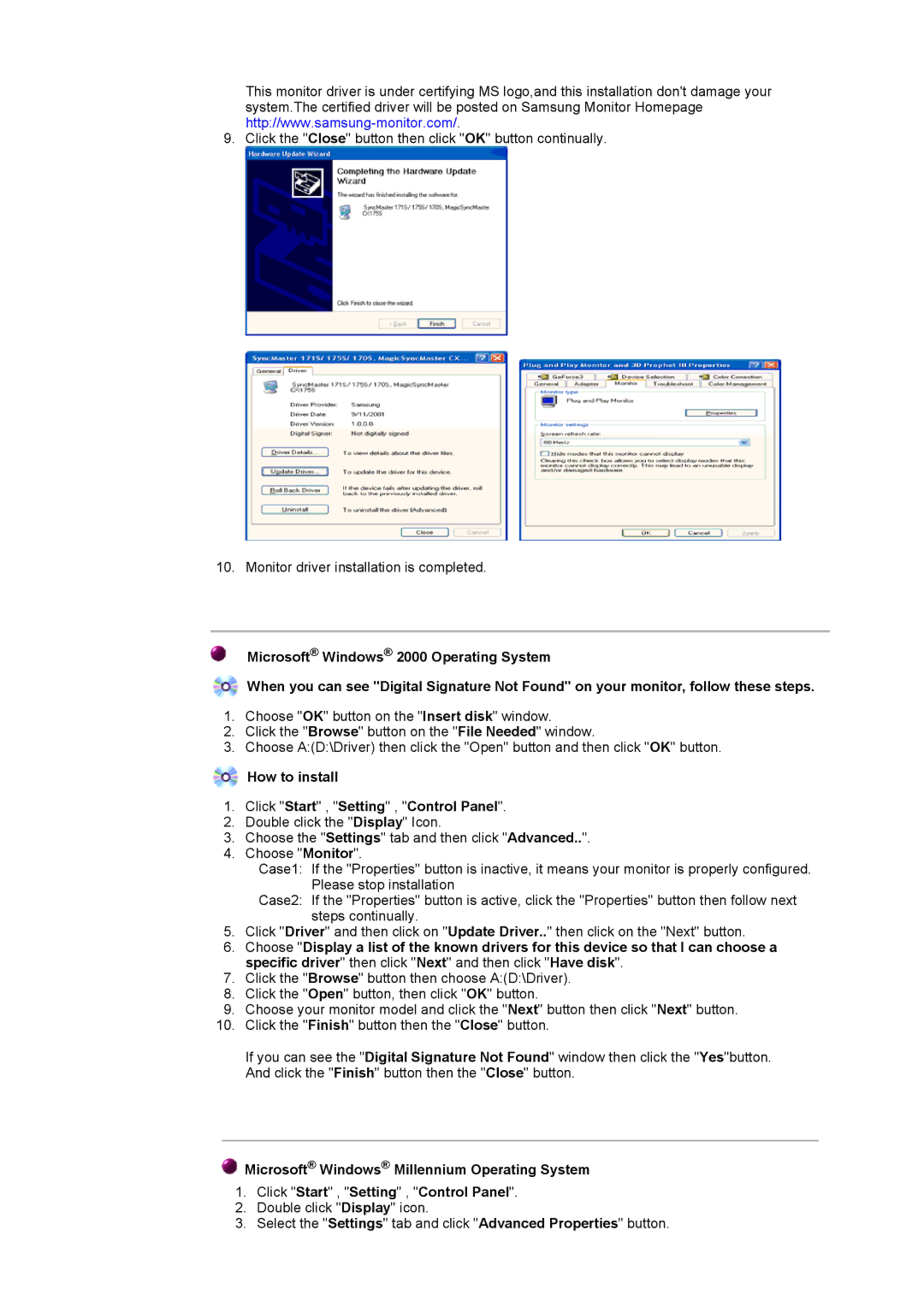 Samsung 152x, 172x manual How to install Click Start , Setting , Control Panel 