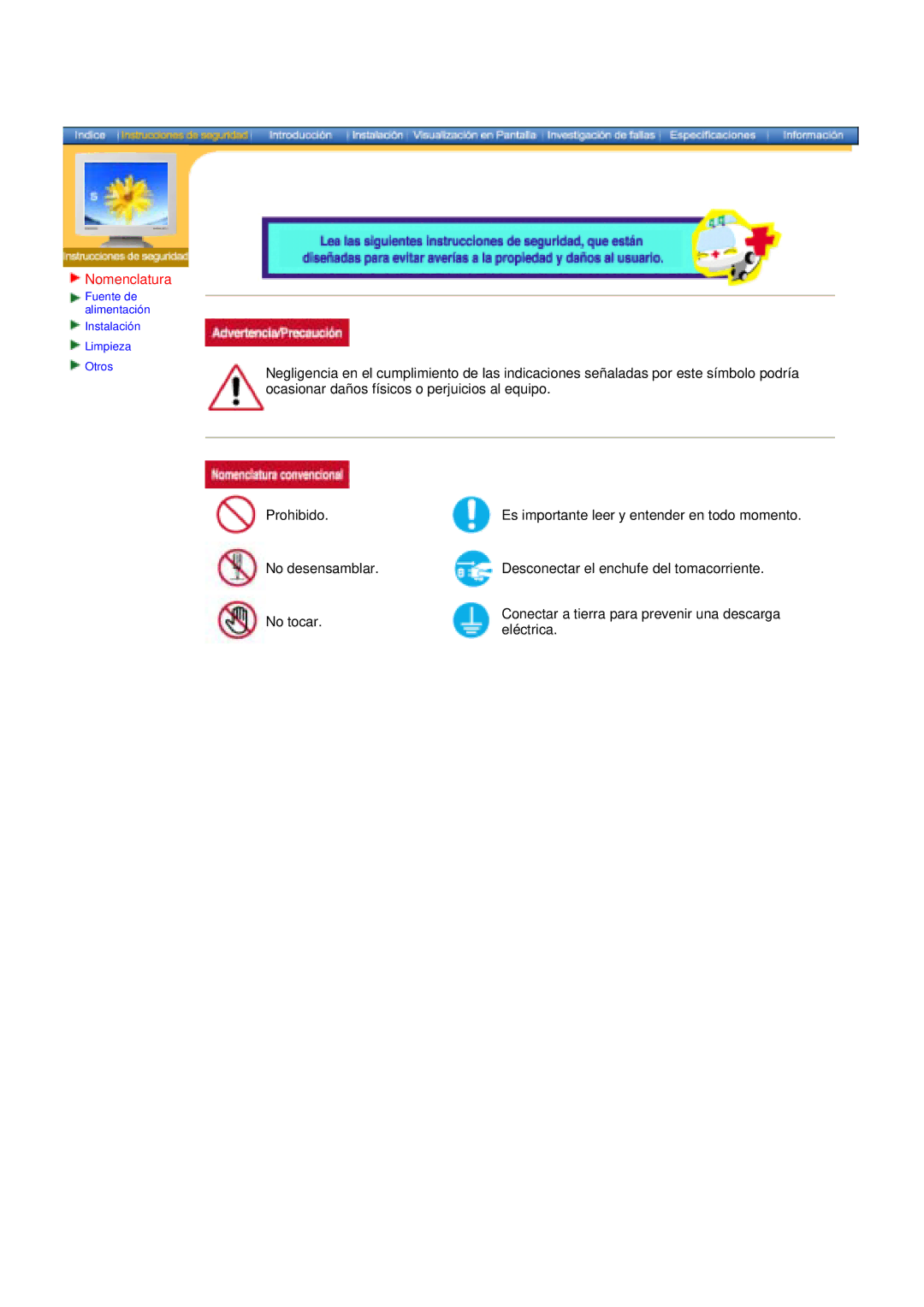 Samsung 152X/172X manual Nomenclatura 