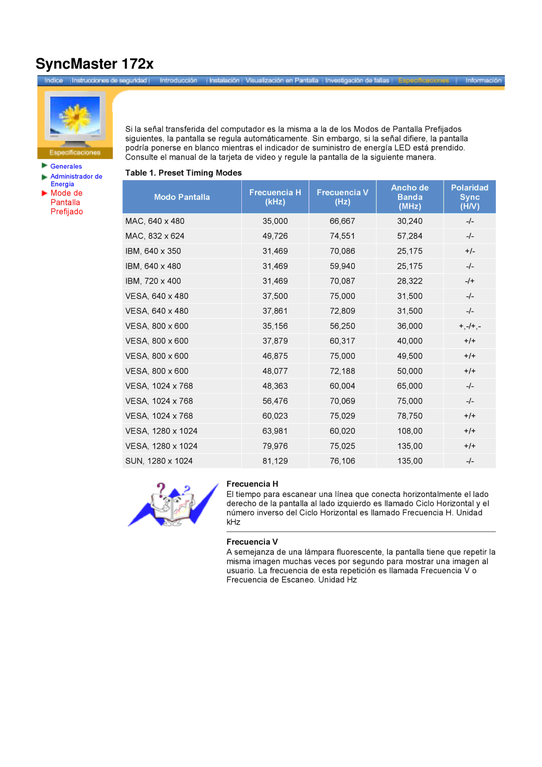 Samsung 152X/172X manual 30,240 MAC, 832 x 