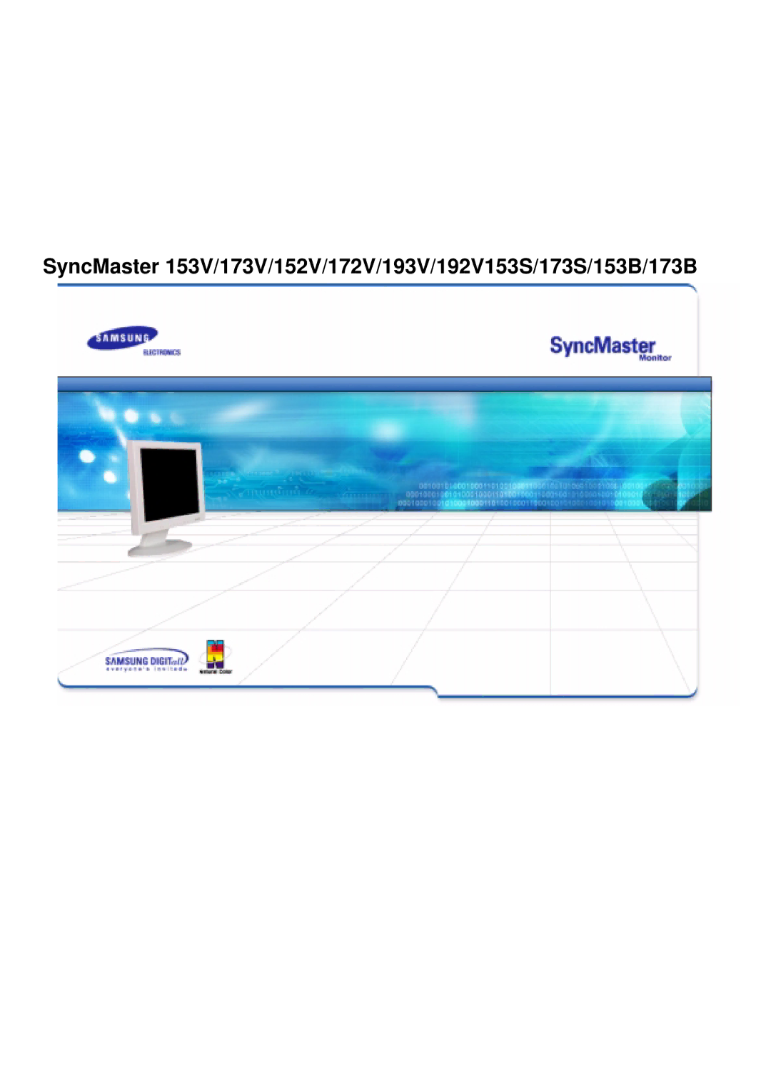 Samsung manual SyncMaster 153V/173V/152V/172V/193V/192V153S/173S/153B/173B 