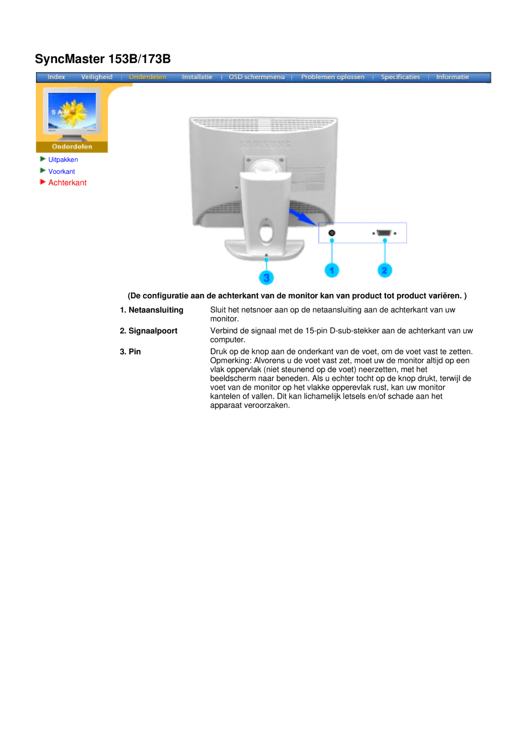 Samsung 173V, 193V, 192V153S manual SyncMaster 153B/173B 