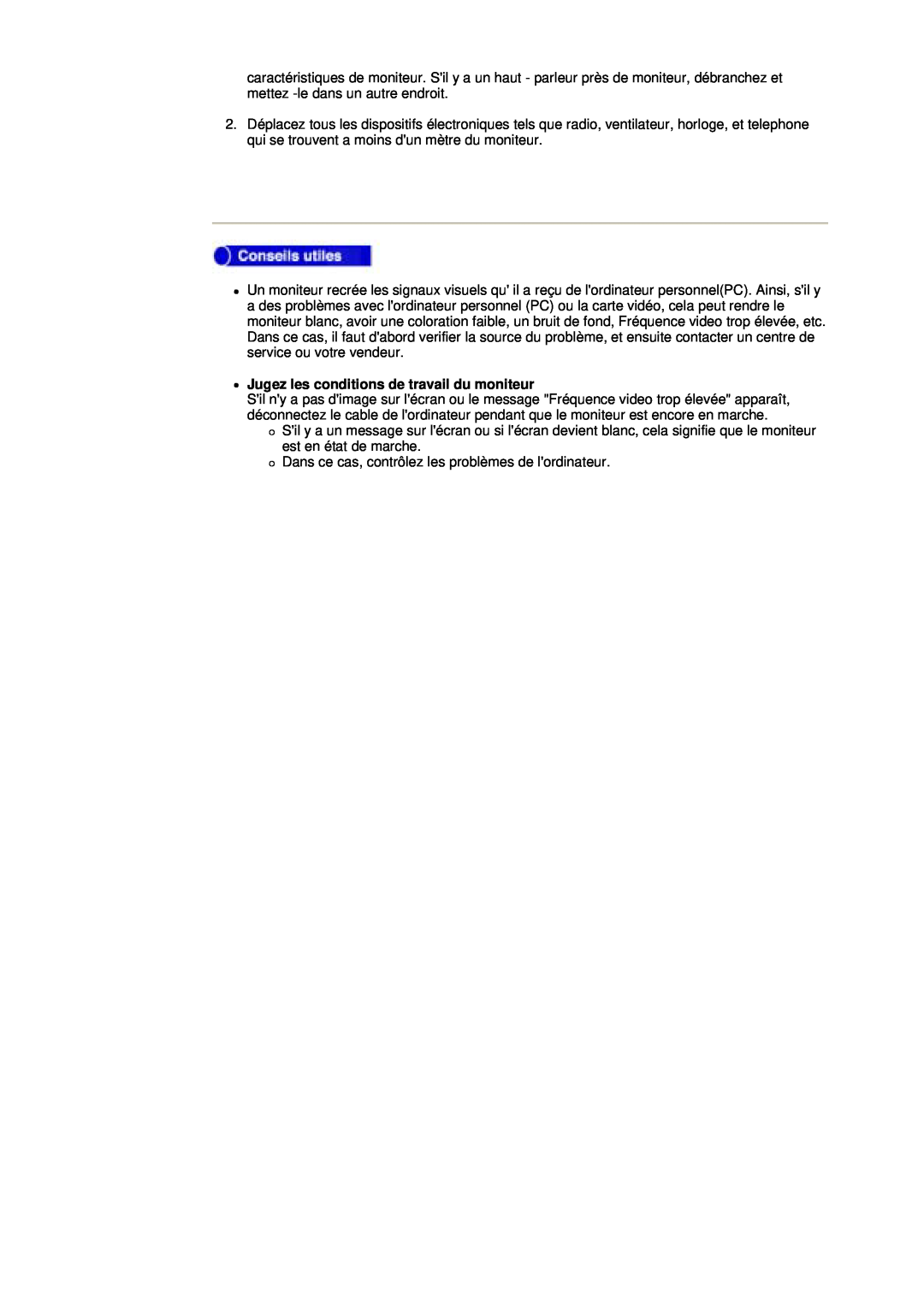 Samsung 153S, V manual zJugez les conditions de travail du moniteur 