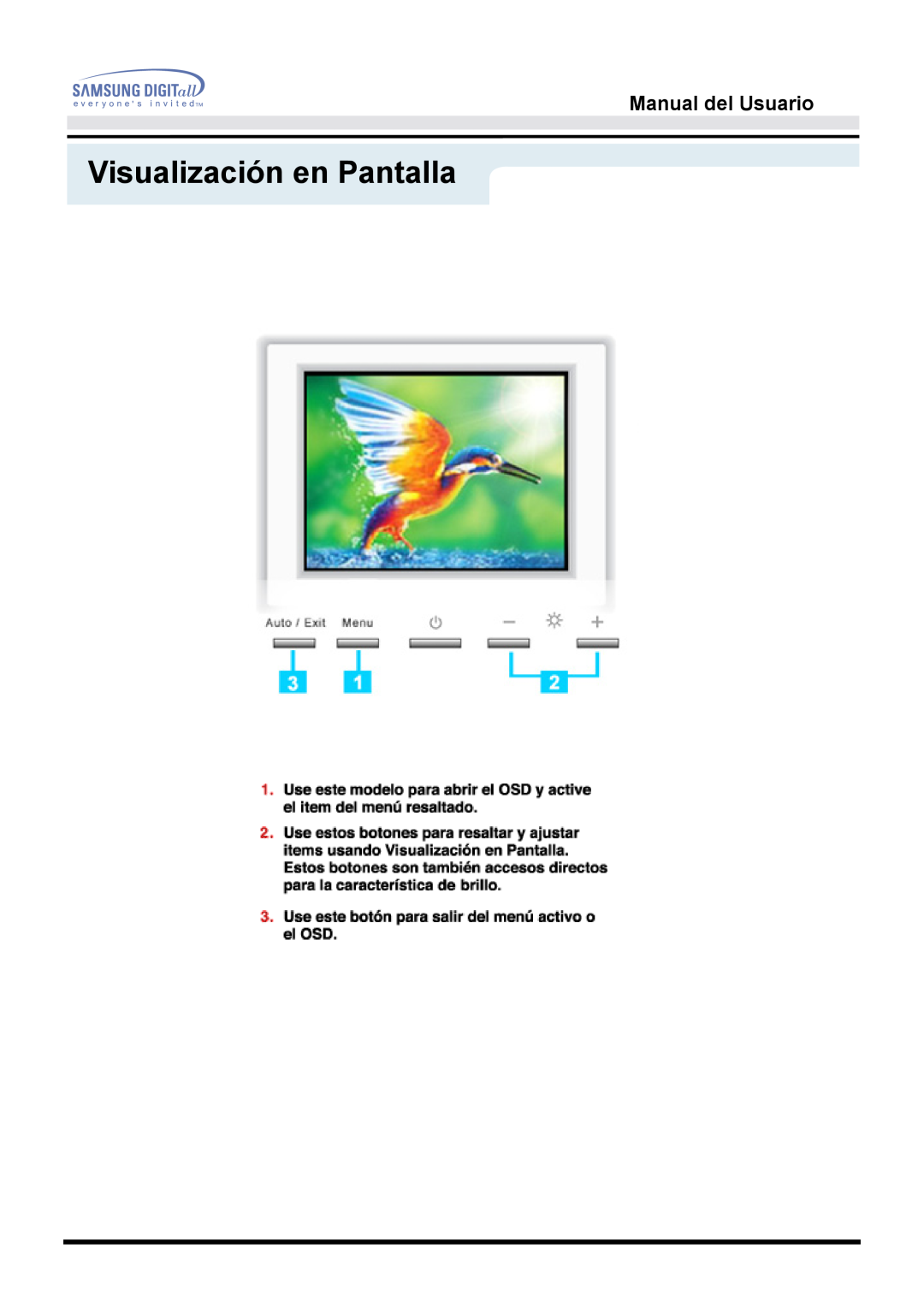 Samsung 153S manual Visualización en Pantalla, Manual del Usuario 