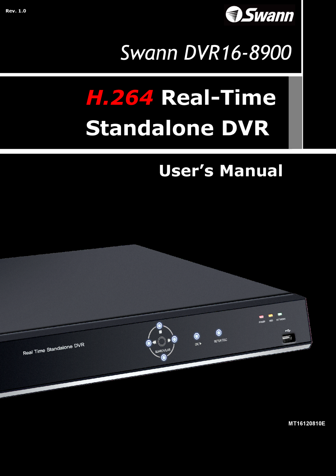 Samsung 16-8900 user manual Real-Time Standalone DVR 