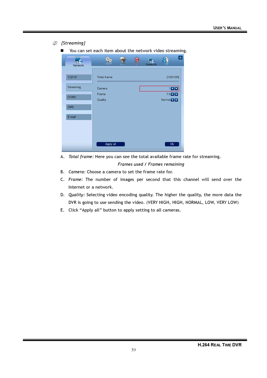 Samsung 16-8900 user manual Real Time DVR 