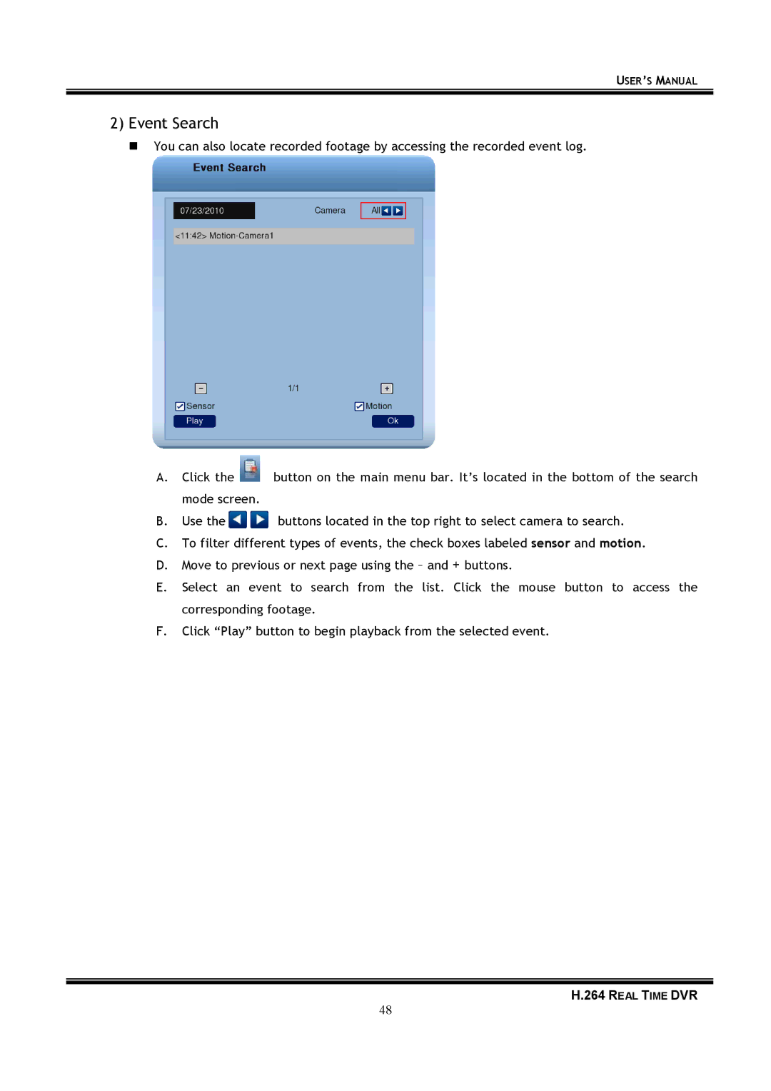 Samsung 16-8900 user manual Event Search 