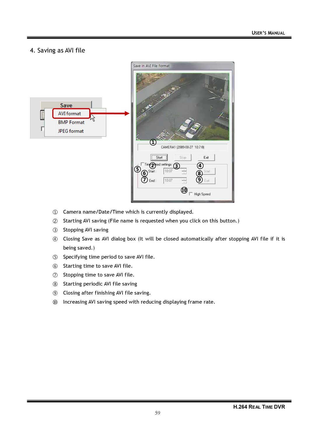 Samsung 16-8900 user manual ⑤⑥② ③ ④, Saving as AVI file 