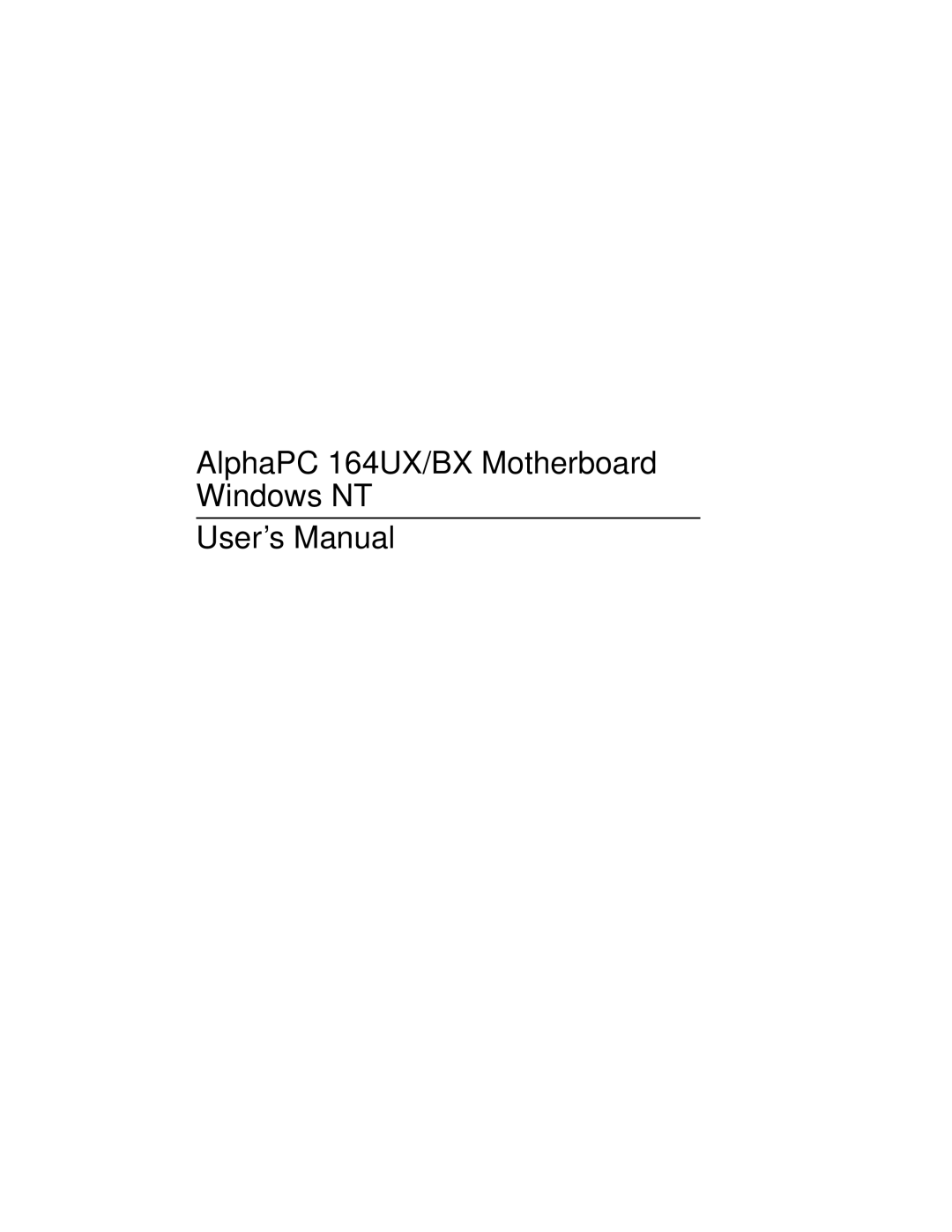 Samsung 164BX user manual AlphaPC 164UX/BX Motherboard Windows NT User’s Manual 