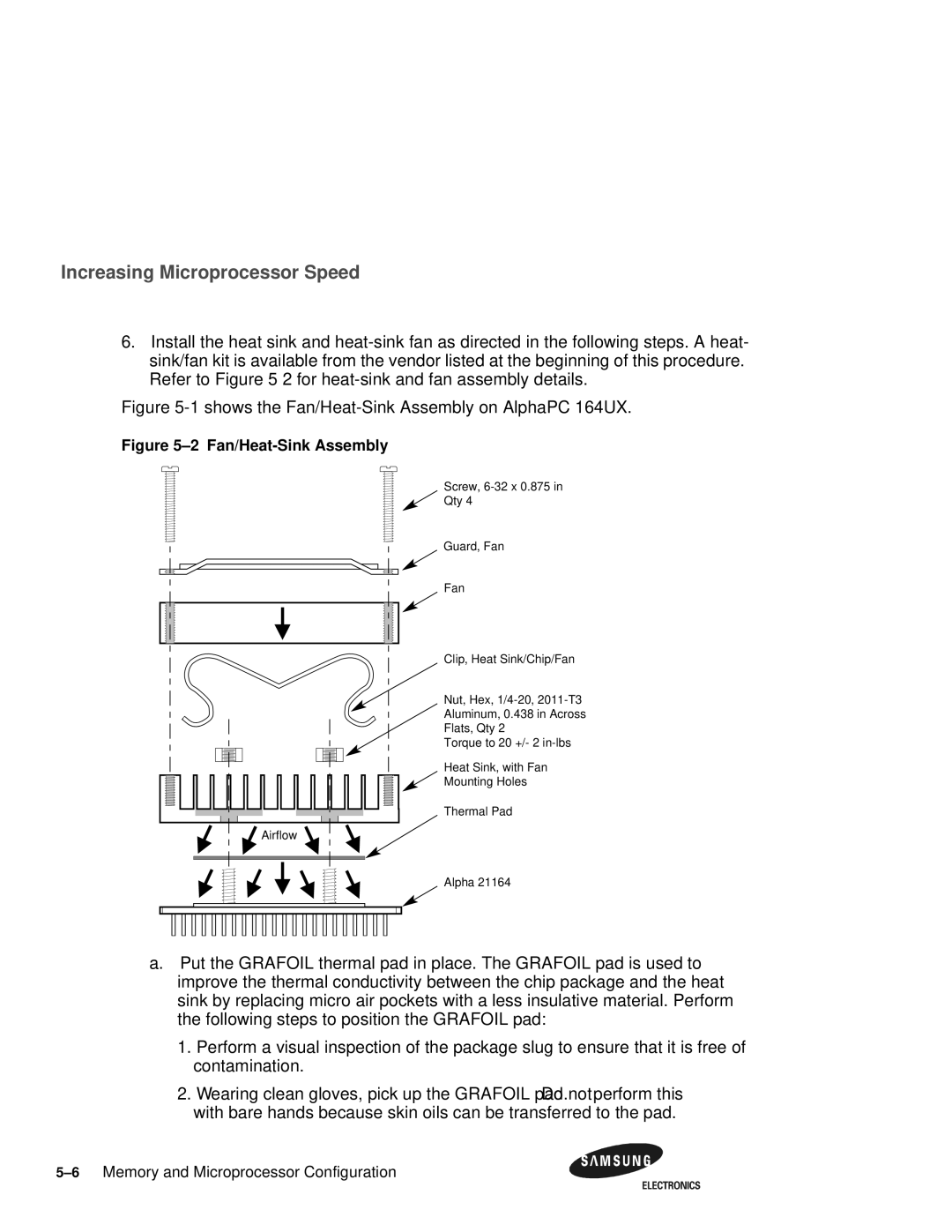 Samsung 164BX user manual Shows the Fan/Heat-Sink Assembly on AlphaPC 164UX 