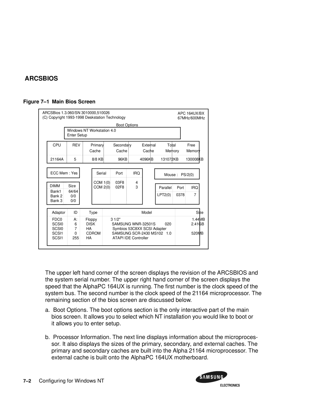 Samsung 164BX user manual Arcsbios 