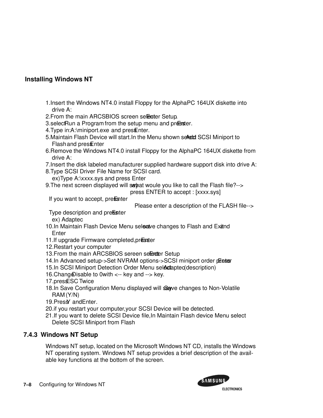 Samsung 164BX user manual Installing Windows NT, Windows NT Setup, If you want to accept, press Enter 