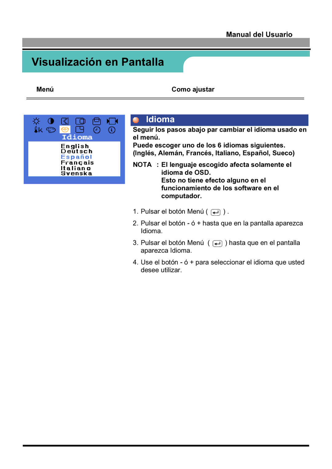 Samsung 170S manual Idioma 