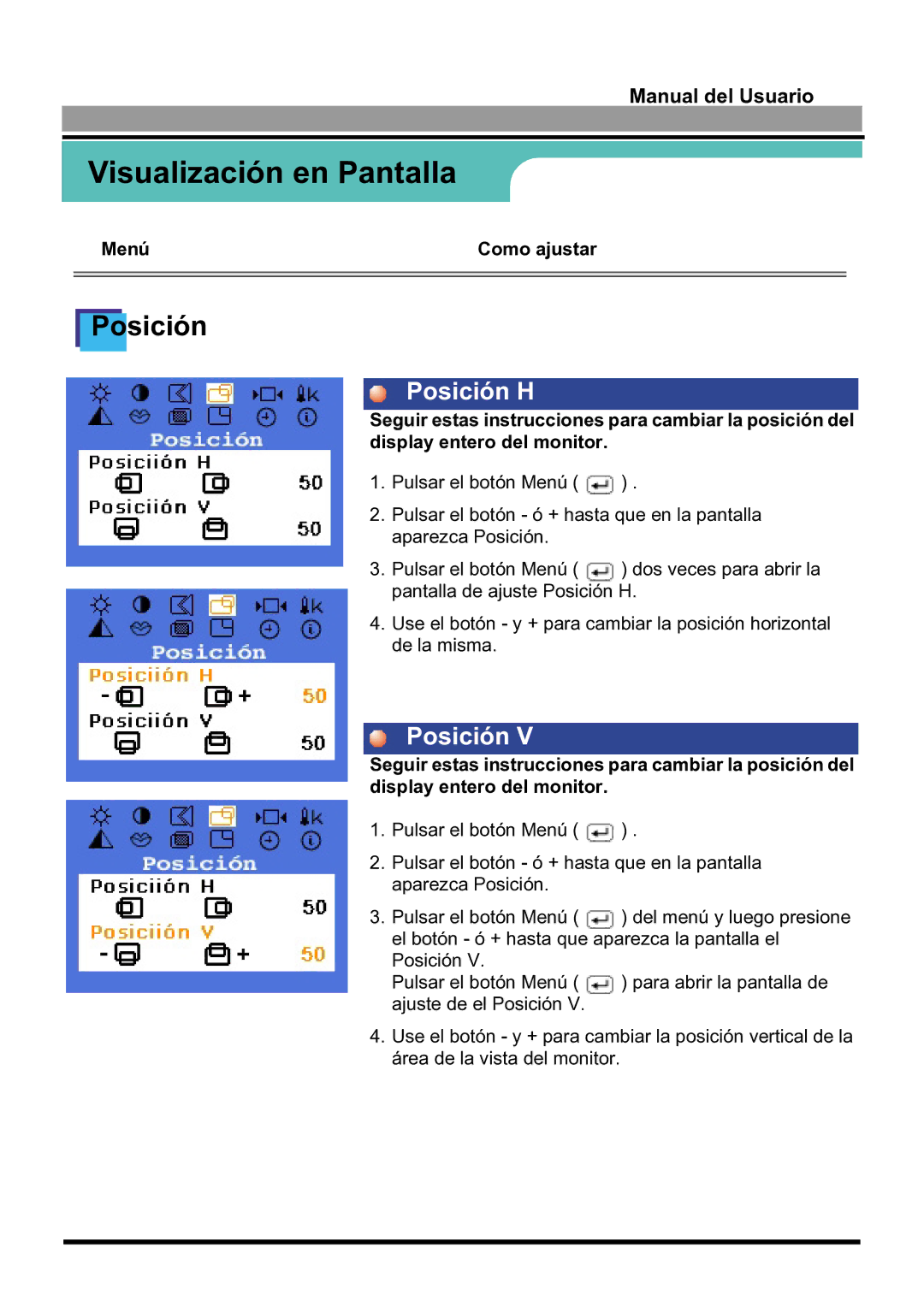 Samsung 170S manual Posición 