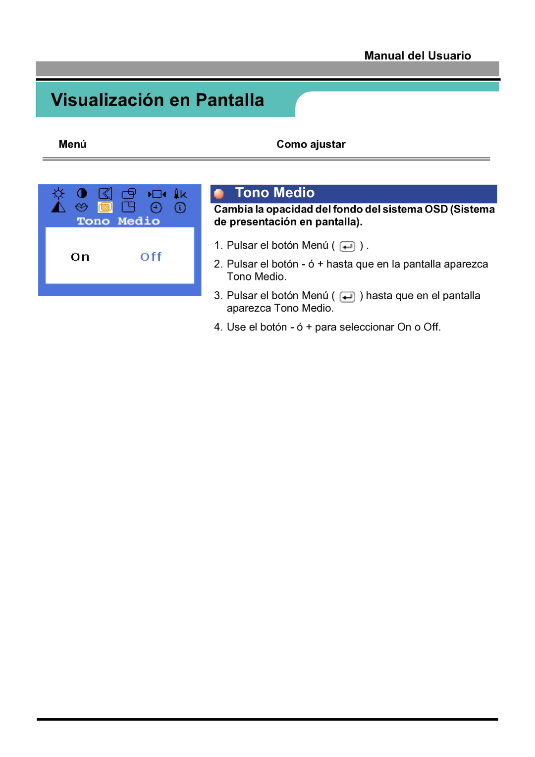 Samsung 170S manual Tono Medio 