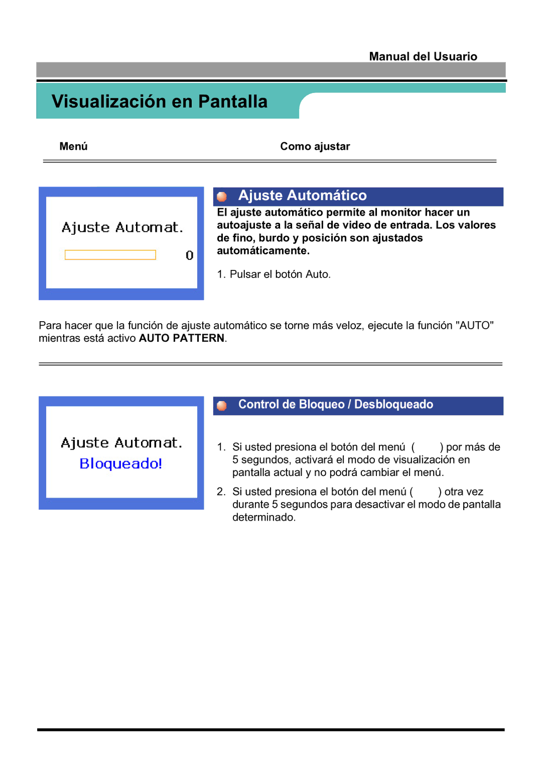 Samsung 170S manual Ajuste Automático 