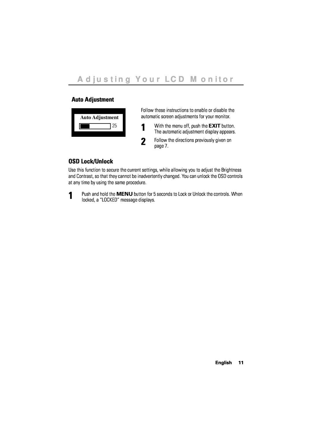 Samsung 170T manual Français, Italiano Portuguese Deutsch Español, Auto Adjustment, OSD Lock/Unlock, English 