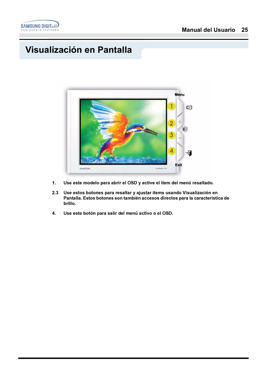 Samsung 181B, 171B, 171S manual Visualización en Pantalla 