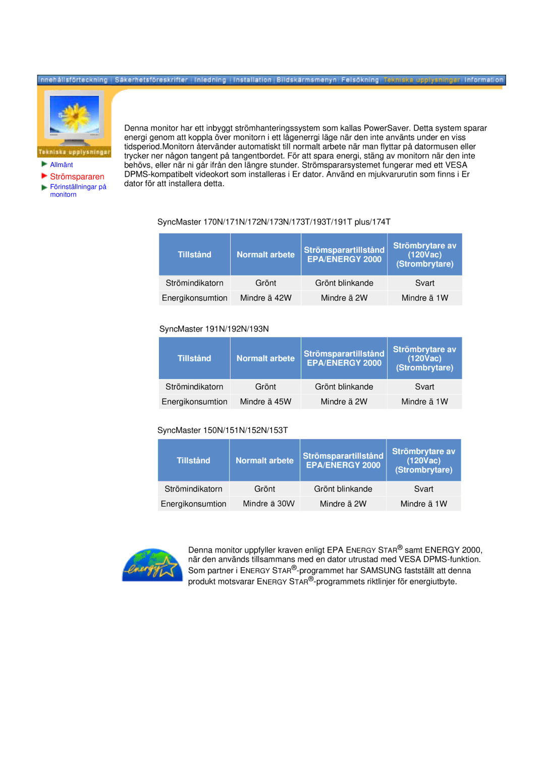 Samsung 171N manual Epa/Energy 