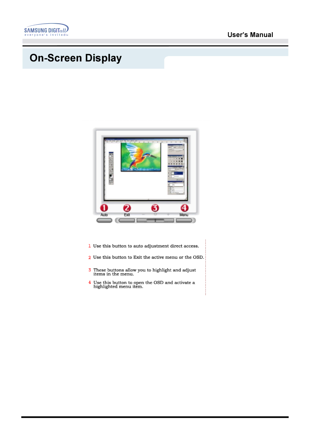 Samsung 172T, 172B manual On-Screen Display 