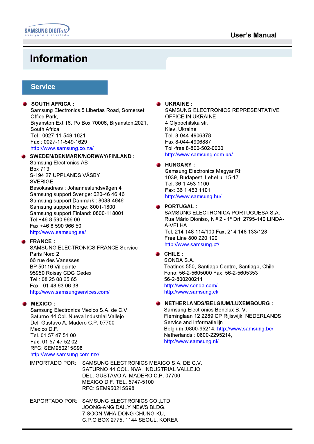 Samsung 172T, 172B manual Service 