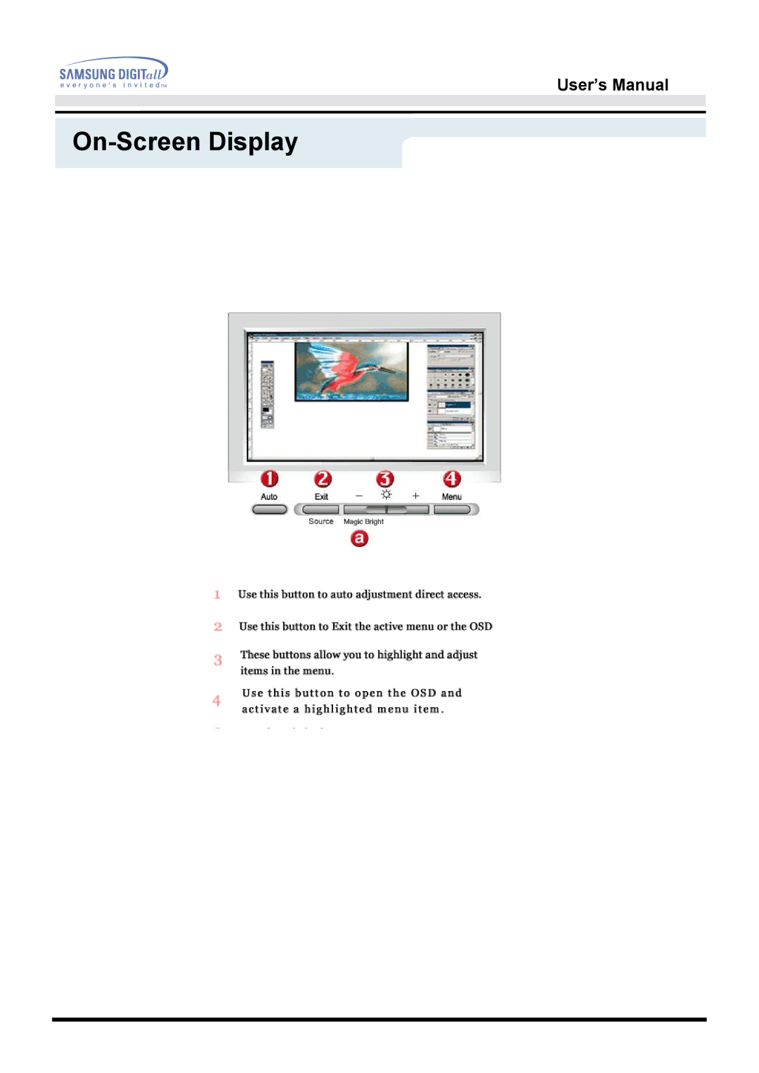 Samsung 172W manual On-Screen Display 