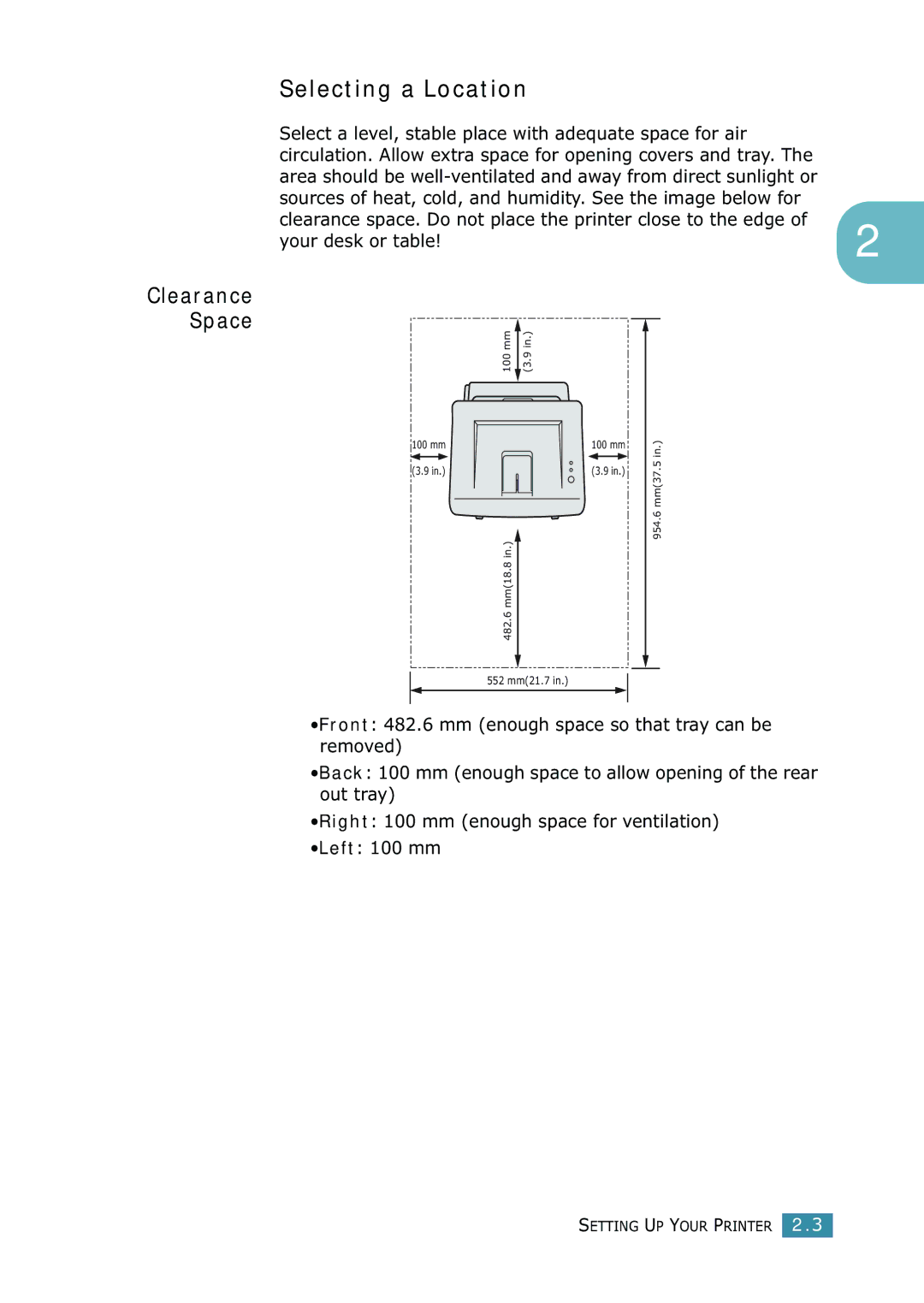 Samsung 1740 manual Selecting a Location, Select a level, stable place with adequate space for air, Your desk or table 