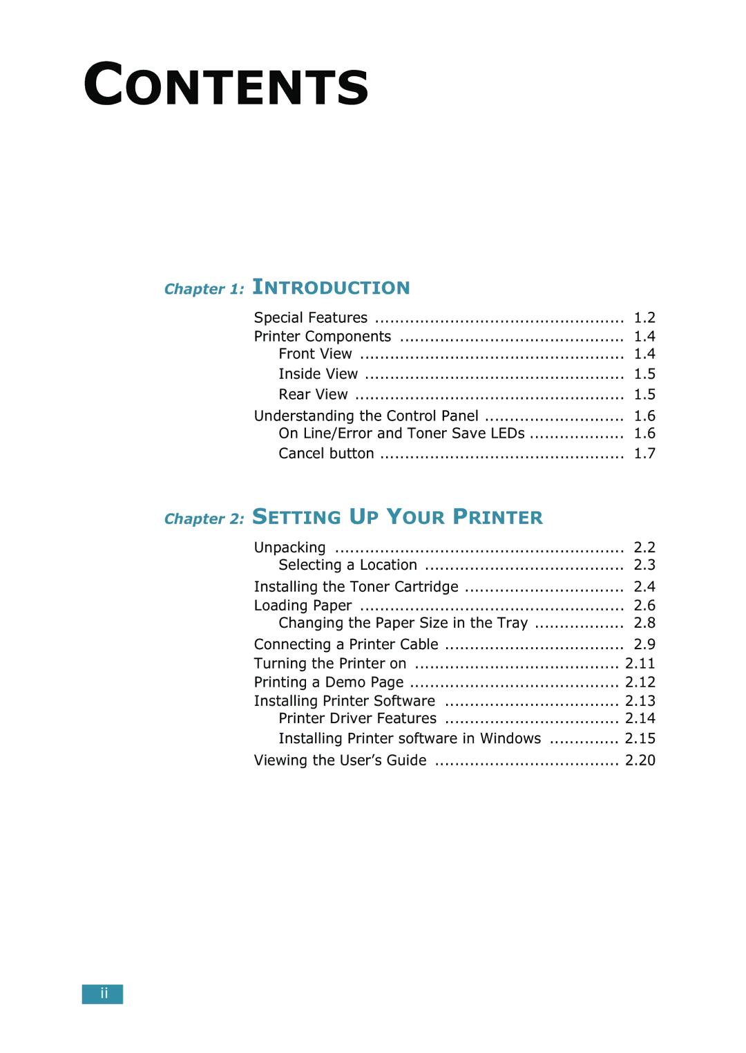 Samsung 1740 manual Contents 