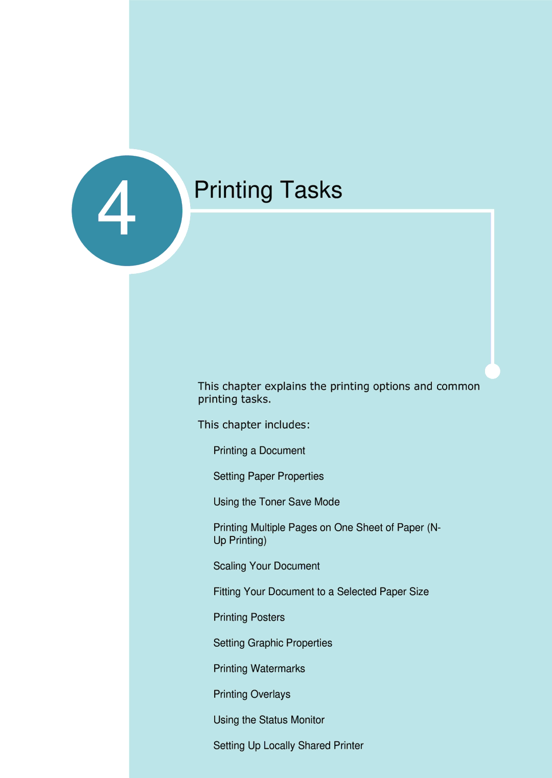 Samsung 1740 manual Printing Tasks 