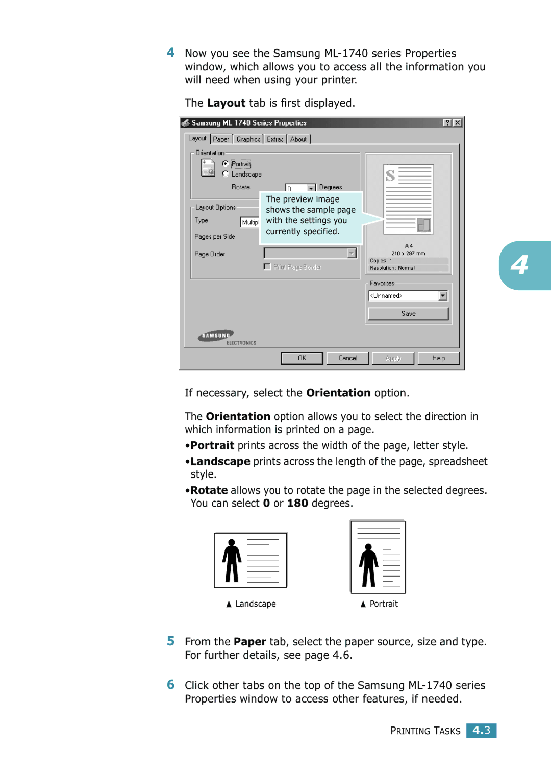 Samsung 1740 manual  Landscape 