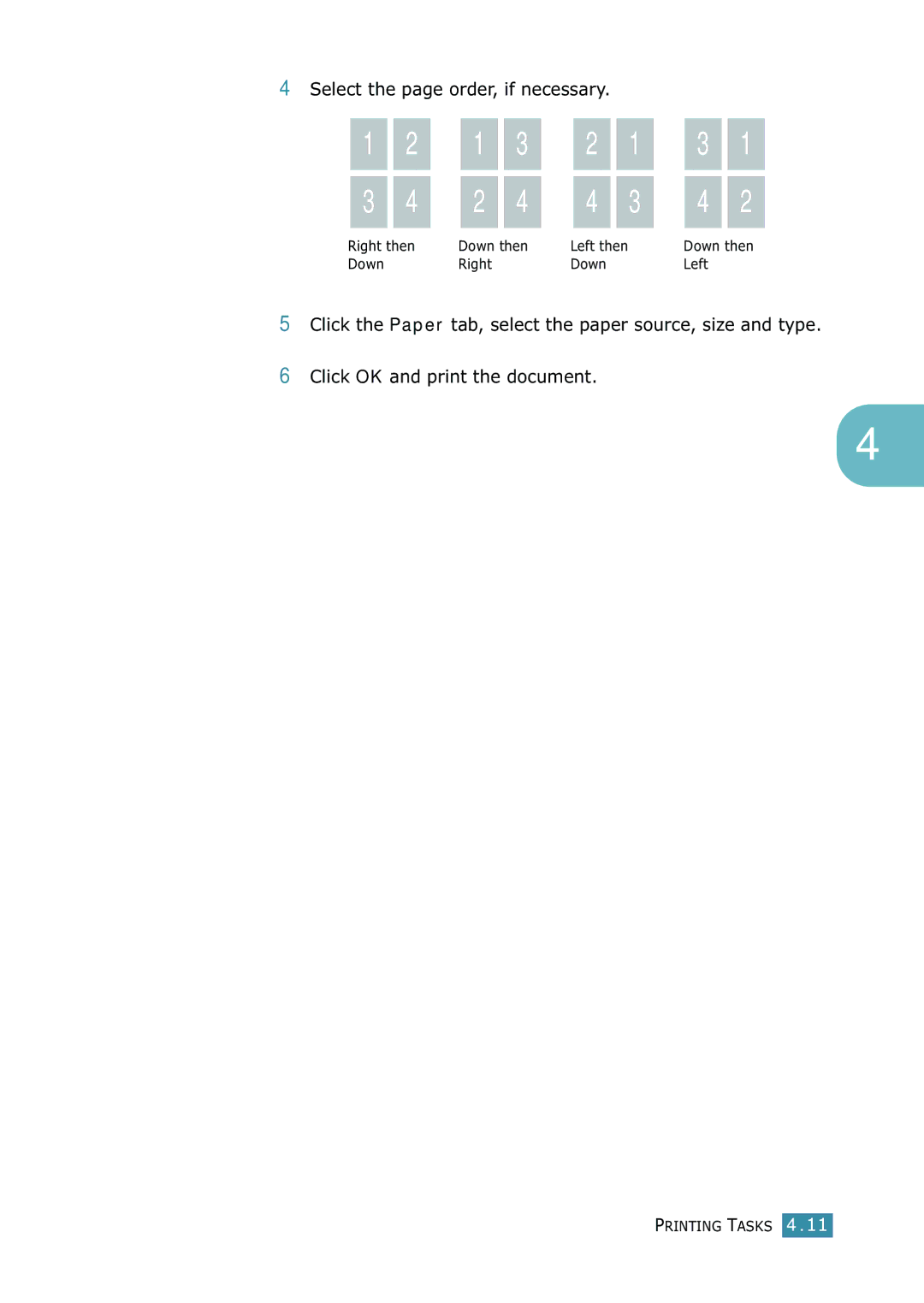 Samsung 1740 manual Select the page order, if necessary 