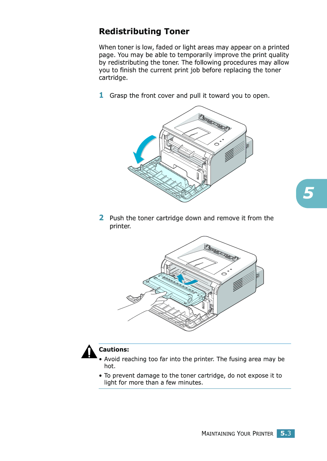 Samsung 1740 manual Redistributing Toner 