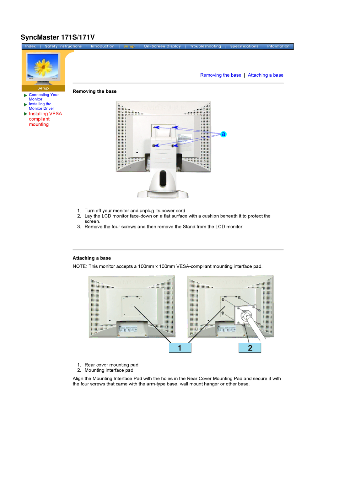 Samsung 171T, 181T manual SyncMaster 171S/171V 