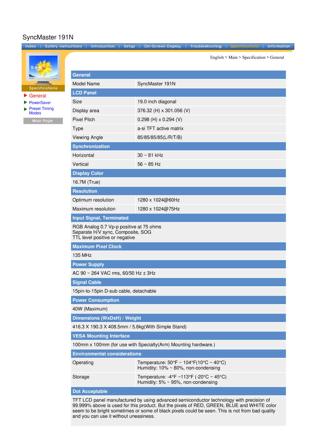 Samsung 171T, 181T manual SyncMaster 191N 