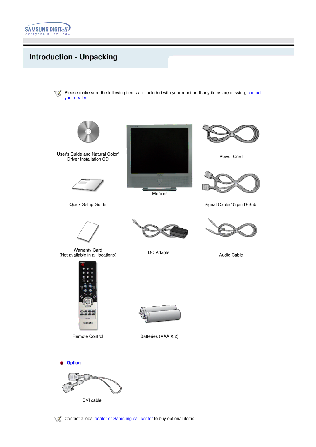 Samsung 192MP manual Introduction Unpacking 