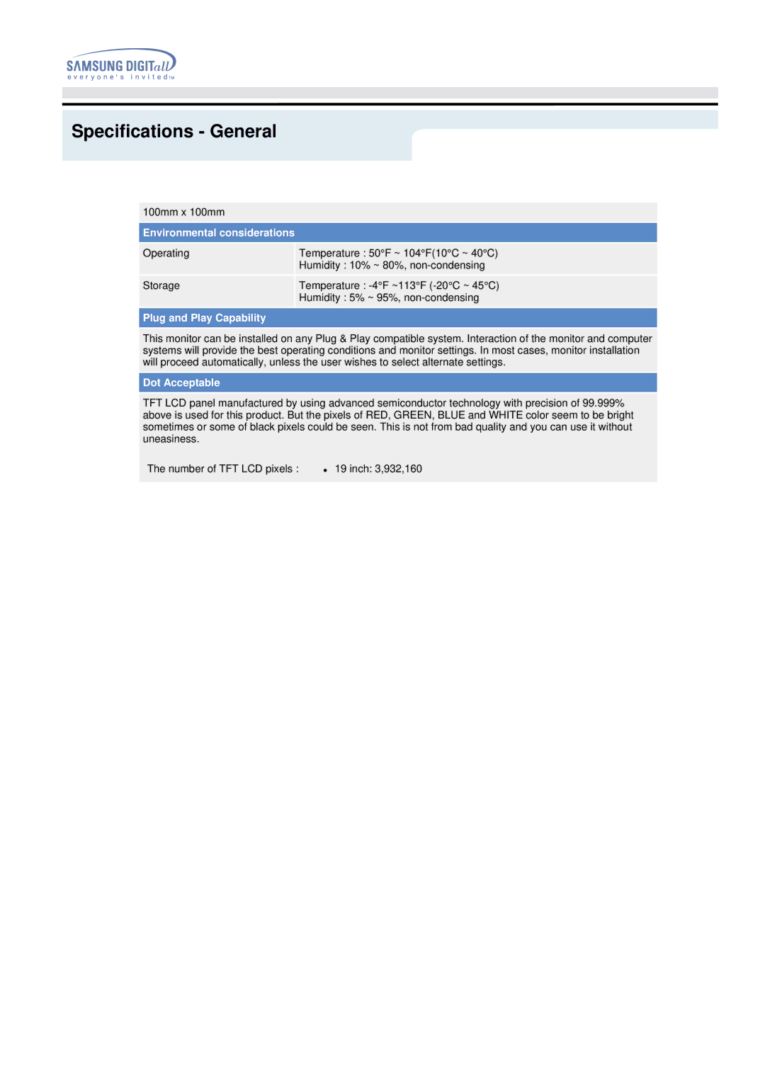 Samsung 192MP manual Environmental considerations 