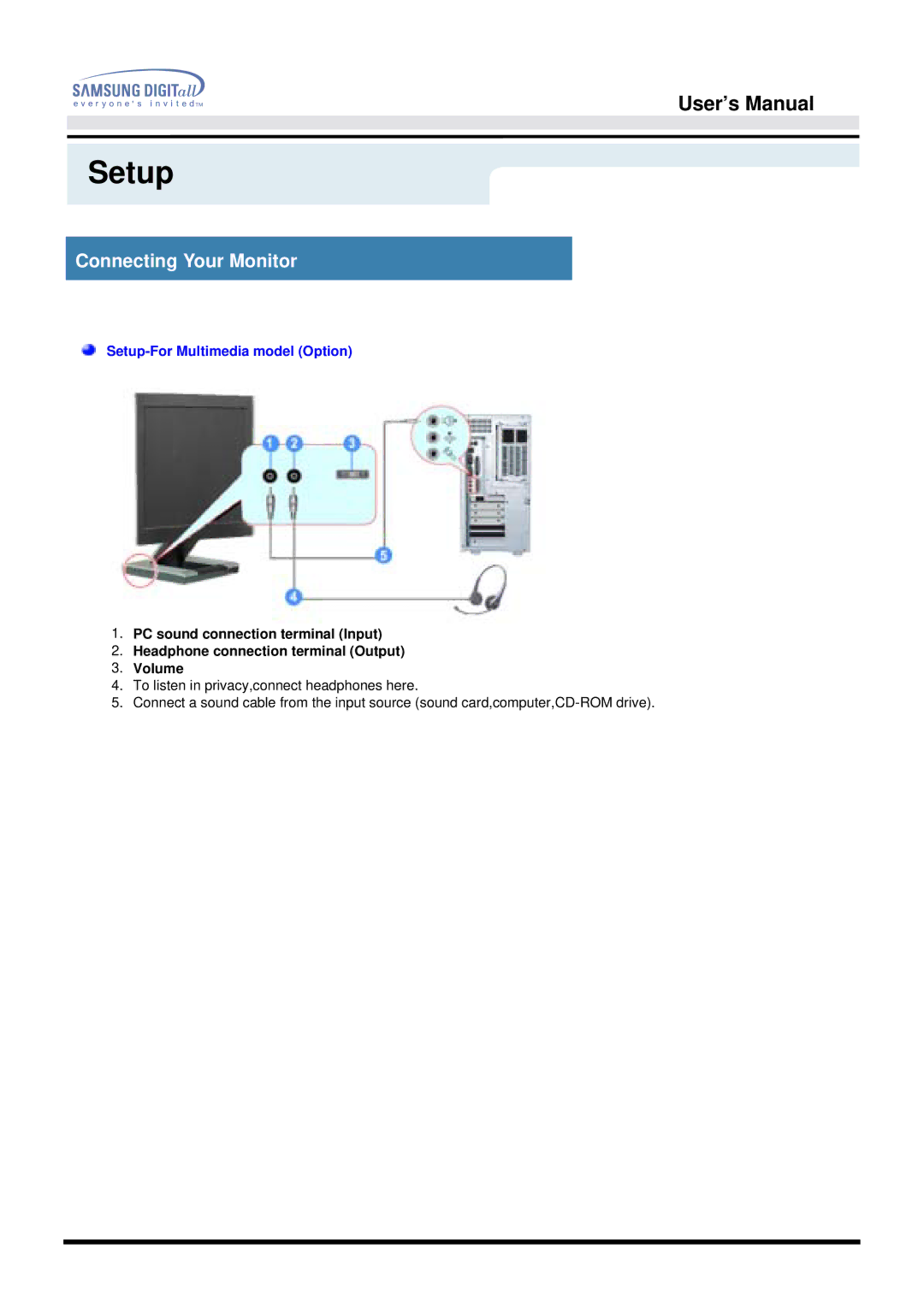 Samsung 192T, 192B manual Setup 