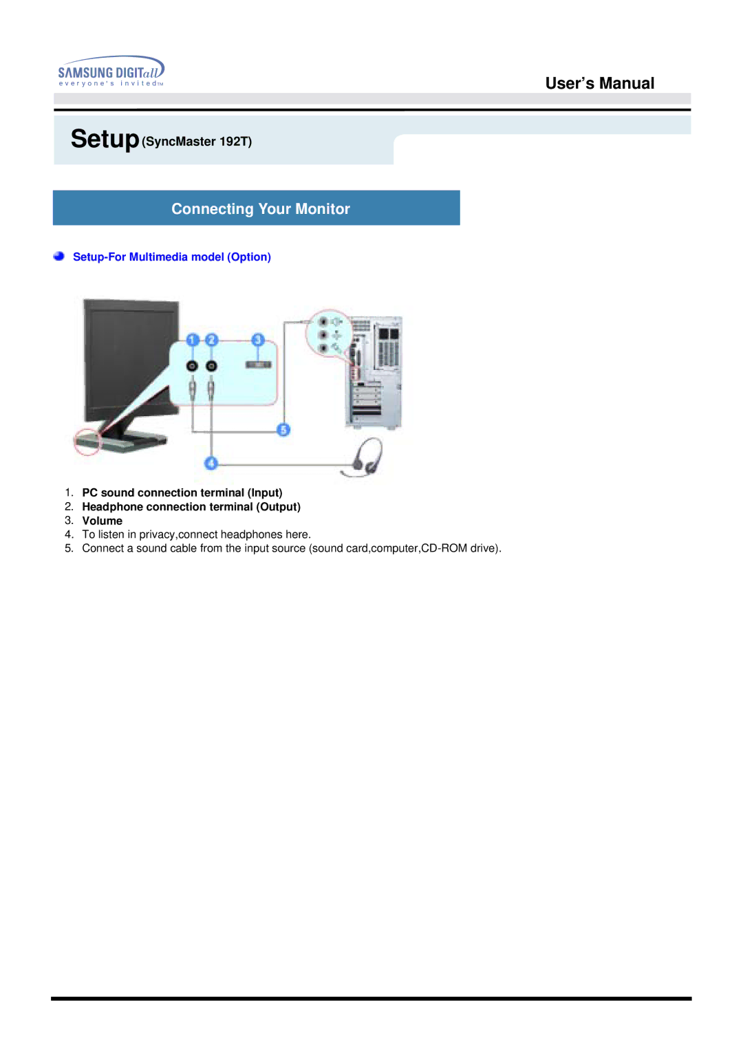 Samsung 192T, 192B manual User’s Manual 