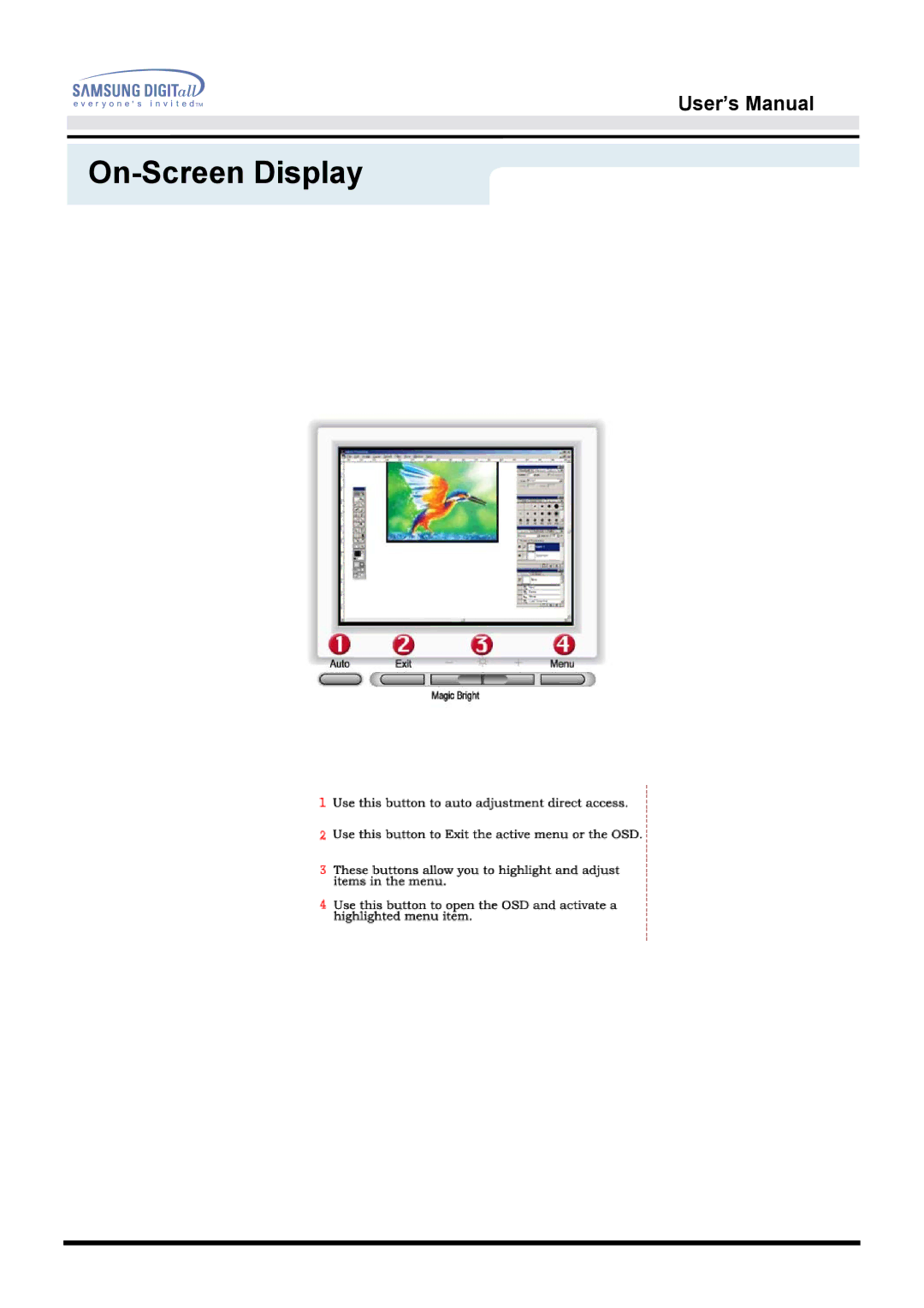 Samsung 192T, 192B manual On-Screen Display 