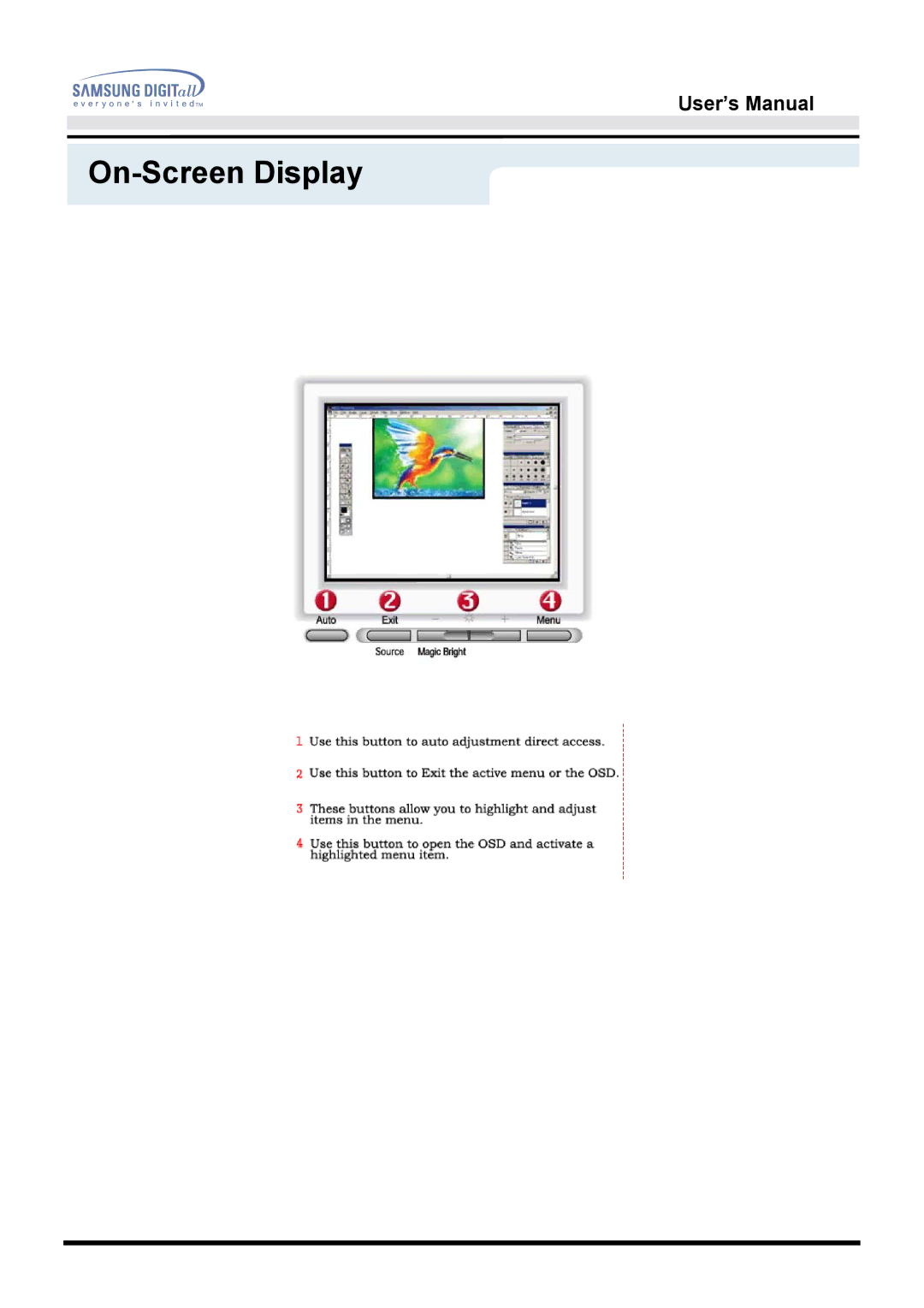 Samsung 192B, 192T manual On-Screen Display 