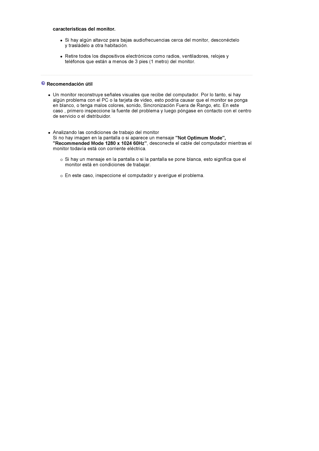 Samsung 173P PLUS, 193P plus manual Características del monitor, Recomendación útil 