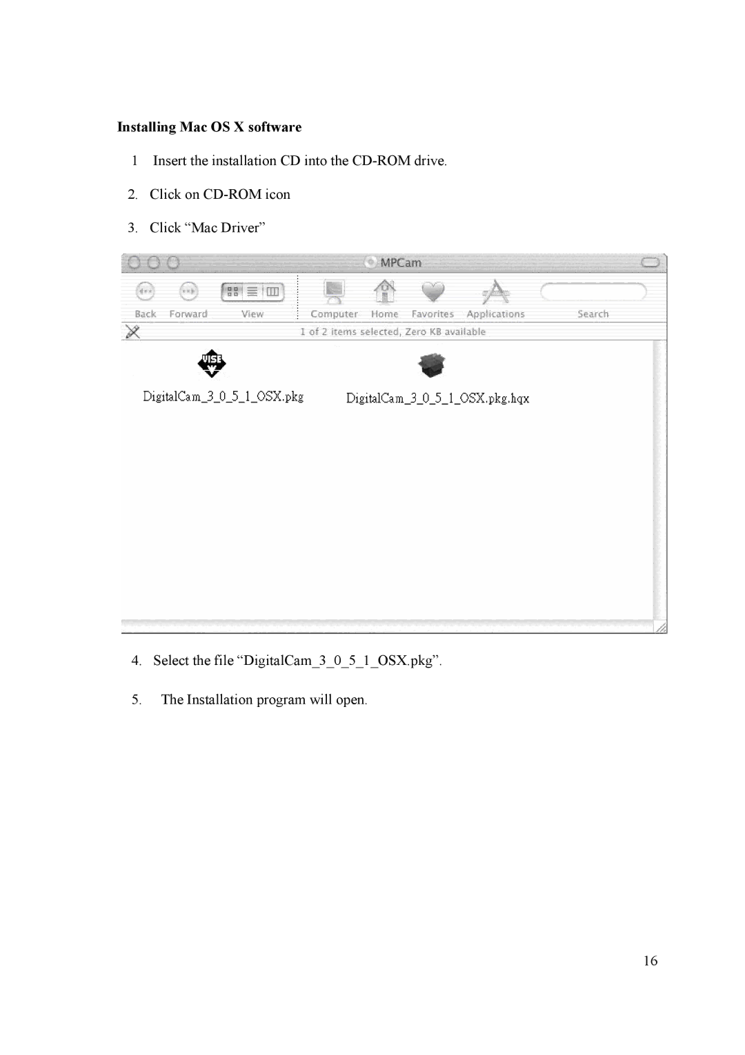 Samsung 2 user manual Installing Mac OS X software 