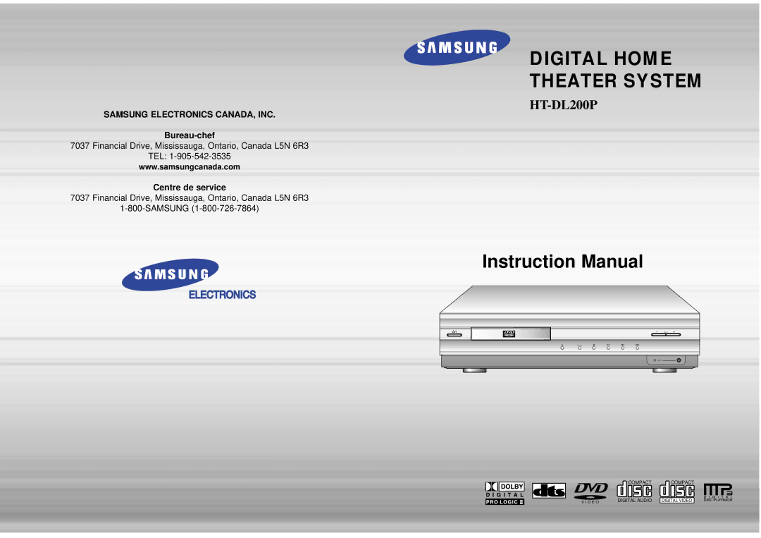 Samsung 20041112182436906 instruction manual Digital Home Theater System 