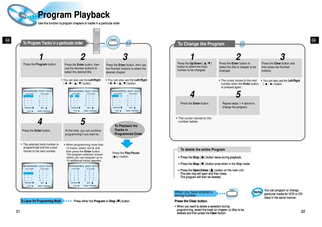 Samsung 20041112182436906 instruction manual Program Playback, To Change the Program 