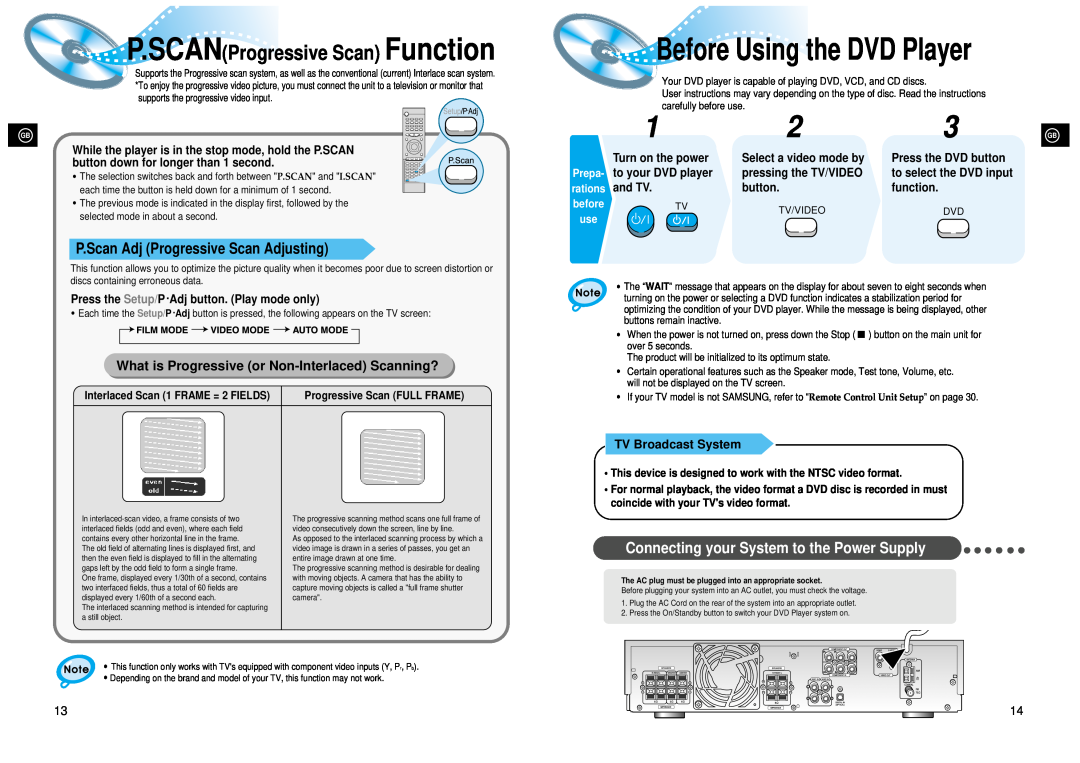 Samsung 20041112182436906 P.SCANProgressive Scan Function, P.Scan Adj Progressive Scan Adjusting, TV Broadcast System 