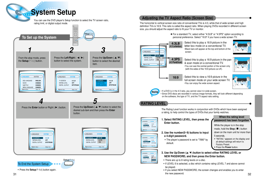 Samsung 20041112183630062 instruction manual System Setup, To Set up the System, 43LB, 43PS, 169 