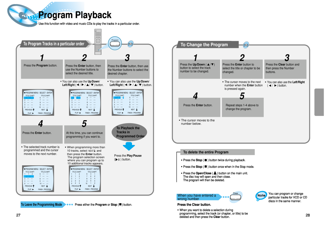 Samsung 20041112183630062 instruction manual Program Playback, To Change the Program 