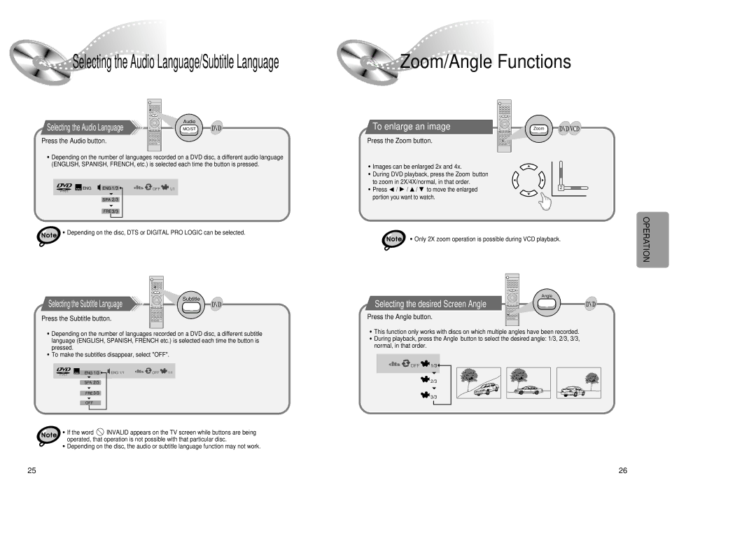 Samsung 20041112184518765 instruction manual Zoom/Angle Functions, To enlarge an image 