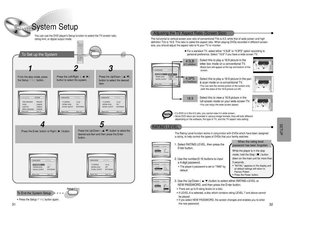 Samsung 20041112184518765 instruction manual System Setup, To Set up the System, 43PS, 169, 43LB 