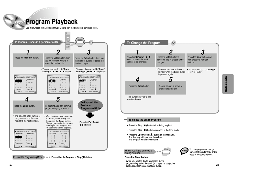 Samsung 20041112184518765 instruction manual Program Playback, To Change the Program 