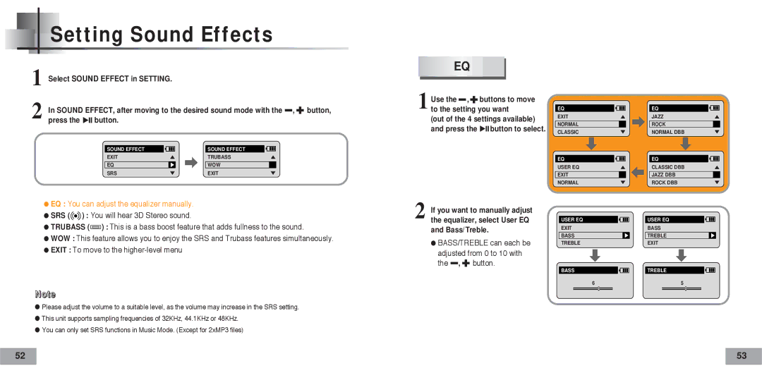 Samsung AH68-01467F, 20051027152744500 manual Setting Sound Effects, Press Button 